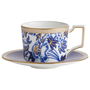 Wedgwood Taza de Café con Plato 70 ml Hibiscus (2 Unidades) con Franjas de Oro de 22 Quilates Apta para Lavavajillas